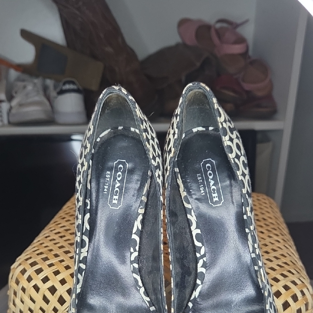 Coach Black and White Patterned Heels - Picture 2 of 5